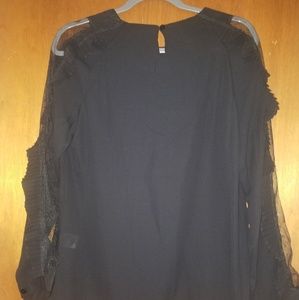 Black ruffle sleeve blouse